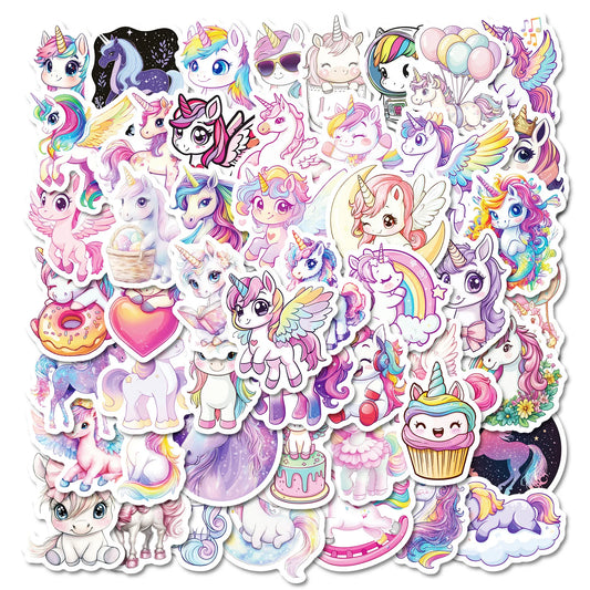 Unicorn Stickers Set: Cute Animal Cartoon Decals for Kids, DIY, Luggage, Laptop, Guitar, Skateboard