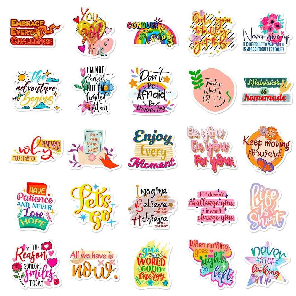 10/30/50/100pcs Cute INS Inspirational Quote Graffiti Stickers Decals Laptop Notebook Phone Suitcase Stationery Sticker Kids Toy