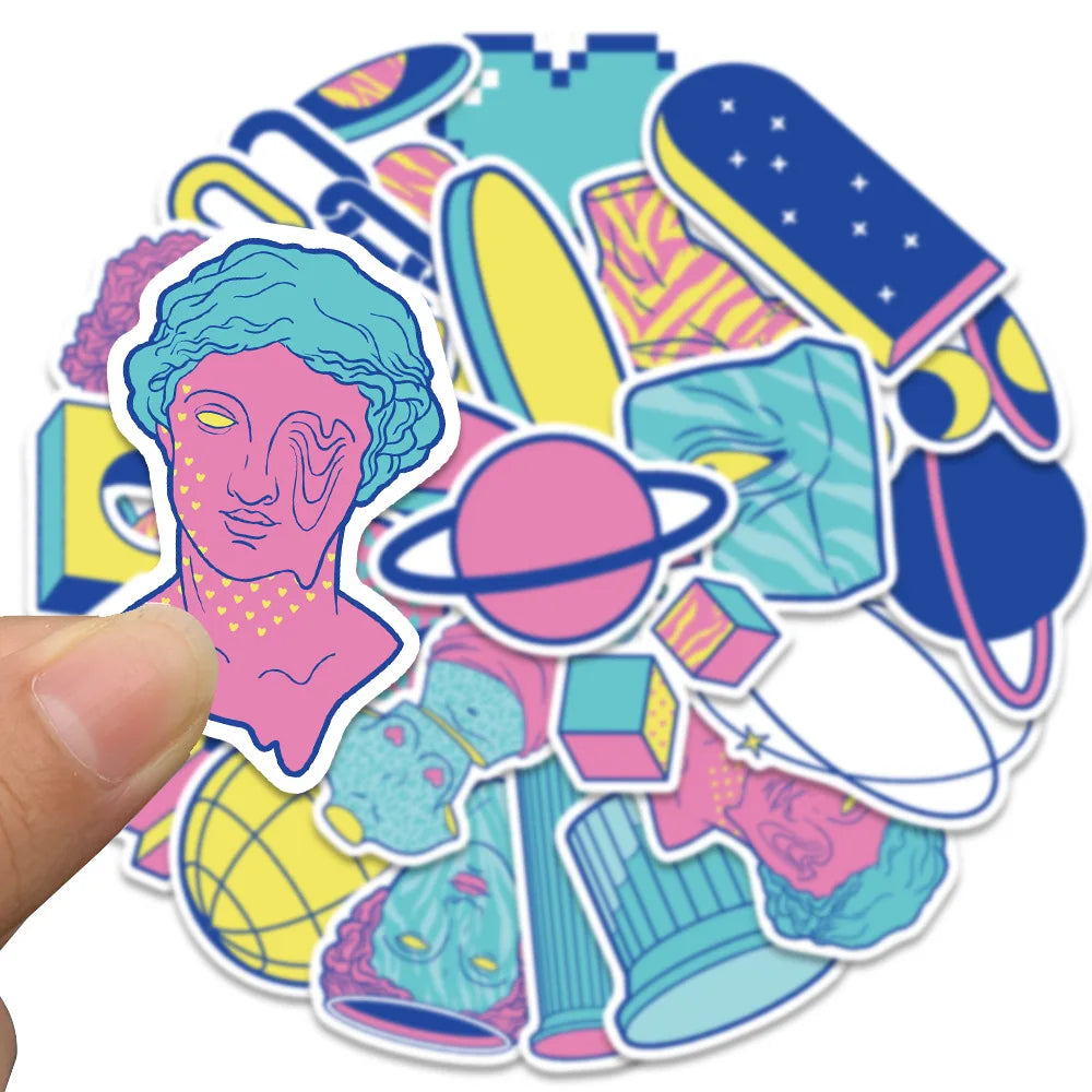 10/25PCS Cartoon Vaporwave Art Graffiti Stickers Aesthetic Decals For Scrapbook Phone Laptop Luggage Bike Car Sticker Kids Toy