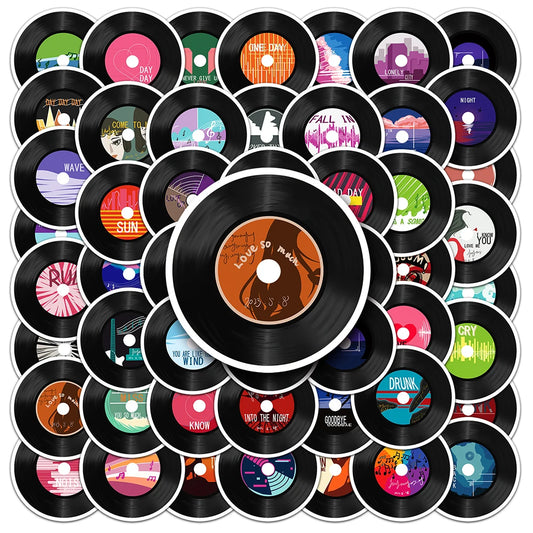 Vintage Vinyl Record Stickers Waterproof Decals for Laptop, Phone, Suitcase, Notebook - 10/30/50PCS