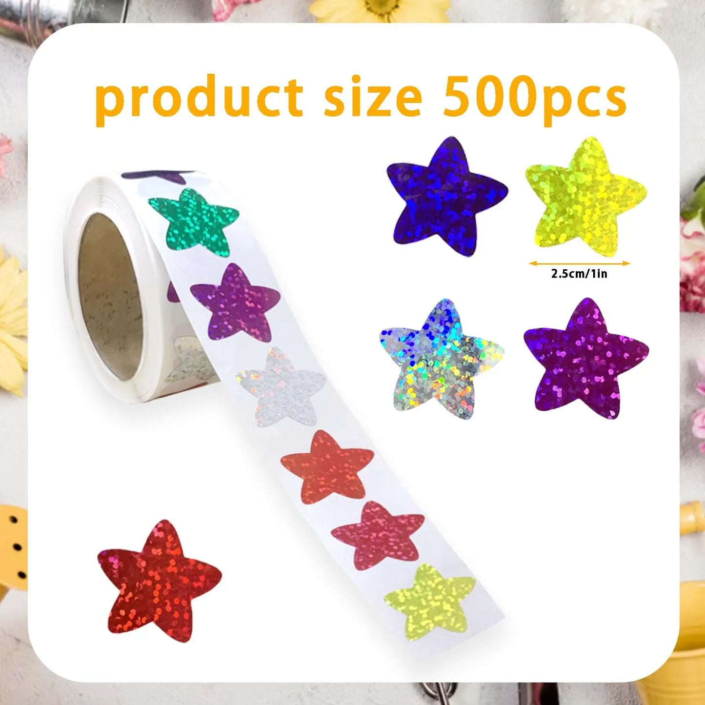 500/ Roll 2.5cm Packed With self-Adhesive Star Sticker Bonus Chart Decorative Self-adhesive sticker Label Stationery sticker