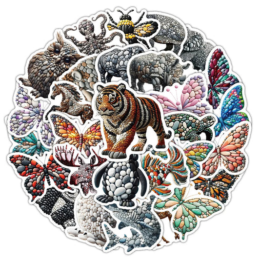Stone Art Animal Stickers: Laptop, Phone, Car, Bike Decals