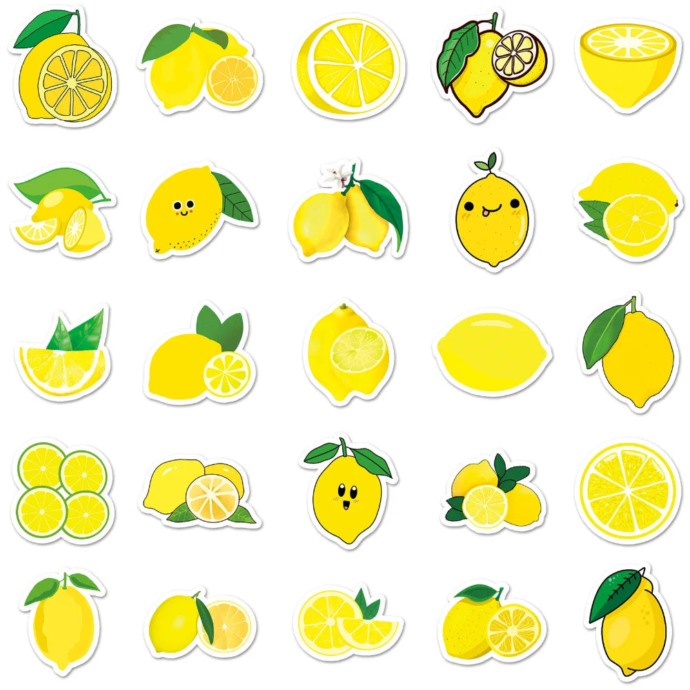 50Pcs Fruit Sticker Boxed Lemon Stationery DIY Handmade Recipe Food Salad for Refrigerator Gift Sticker Decoration New 2023