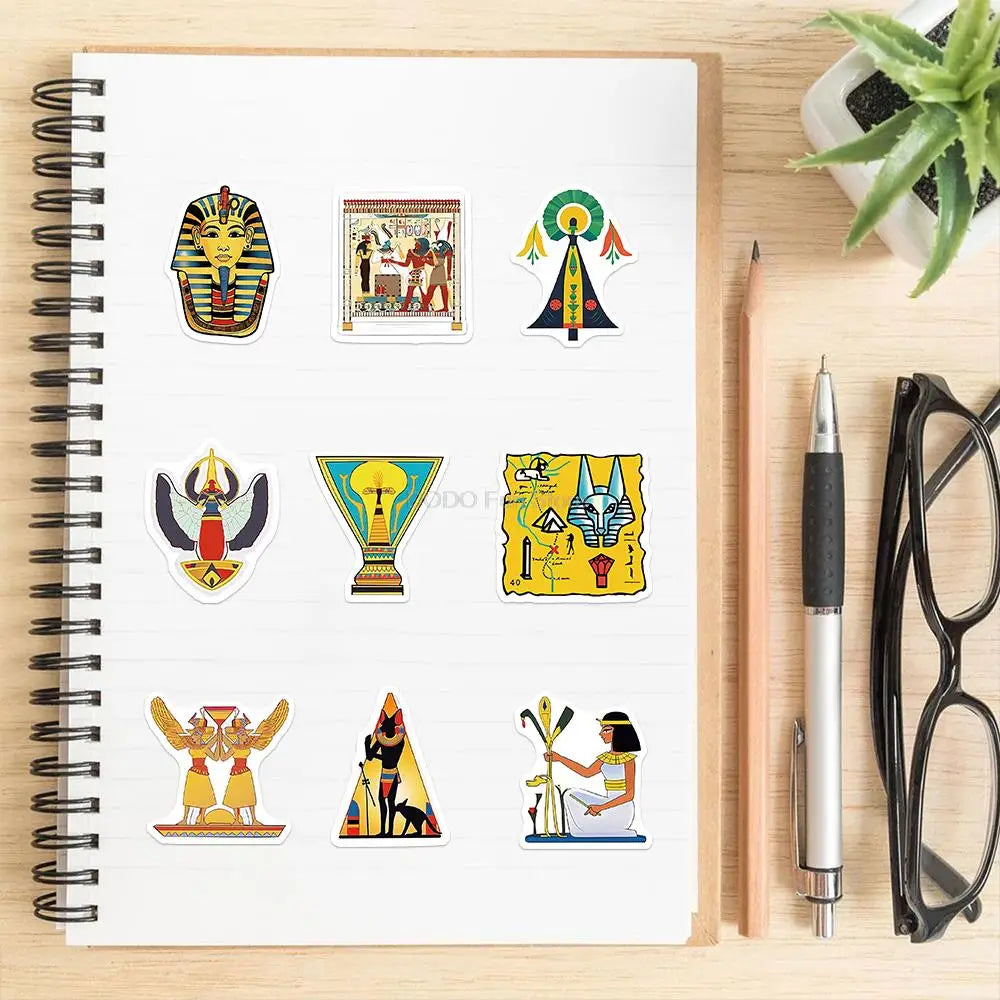 10/25/50PCS Classic Ancient Egypt Sticker Waterproof DIY Retro Art Decoration Luggage Guitar Helmet Skateboard Cup Phone PVC Toy