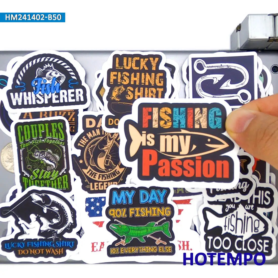 20/30/50Pieces Go Fishing Funny Graffiti Fisherman Style Stickers for Boat Fish Tank Luggage Car Motorcycle Phone Laptop Sticker
