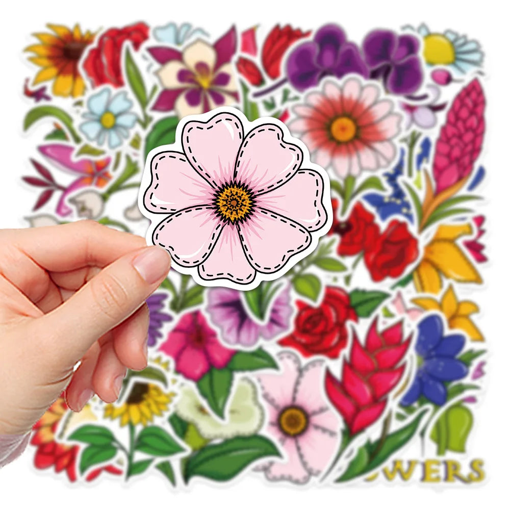 40Pcs Mixed Pretty Flowers Stickers DIY Bike Travel Luggage Guitar Laptop Cool Graffiti Sticker Decals Classic Kids Toys