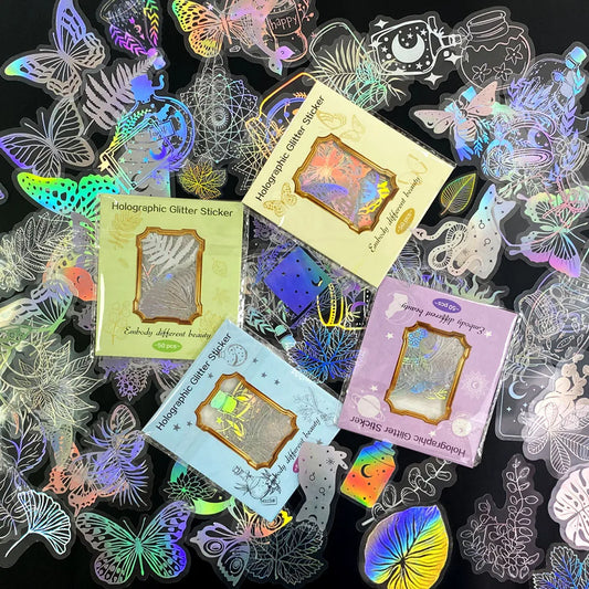 Holographic Cartoon Stickers Pack for Car, Guitar, Motorcycle, Luggage, DIY Decals