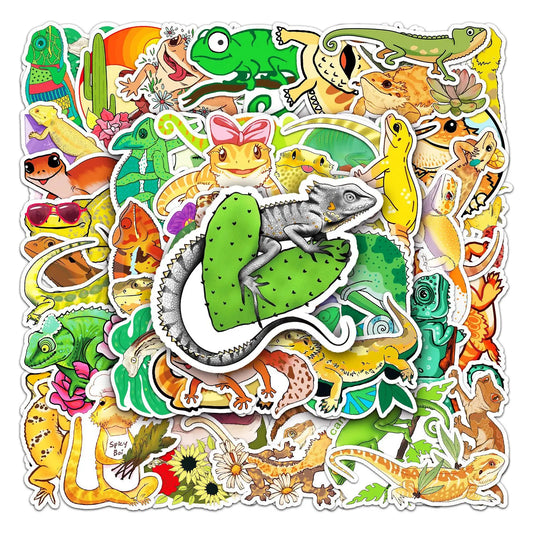 Tropical Reptile Stickers for Kids - Lizard Decals for Suitcase, Skateboard, Laptop, Car