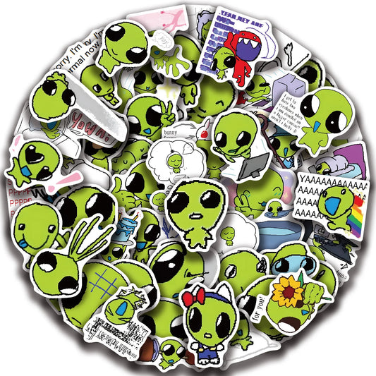 52PCS Cute Green Star Stickers Waterproof Decals Pack