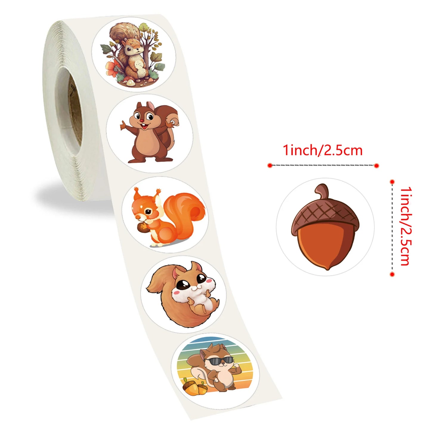 100-500pcs Cute Animal Squirrel Stickers Packs Laptop Phone Case Scrapbook Notebook Reward Sticker Decal for Kid Gift Toy