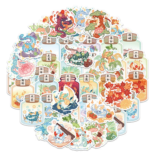 Dragon Cartoon Animal Stickers Decal for Laptop, Motorcycle, Luggage, Snowboard, Fridge - 10/30/48pcs