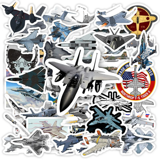 Cool Fighter Jet Aircraft Stickers F35 F16 MiG DIY Toy Decorative Decal for Phone Luggage Laptop Helmets Skateboards Waterproof