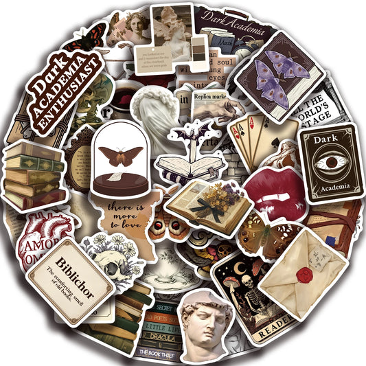 50PCS Dark Academia Aesthetic Stickers Waterproof Decals