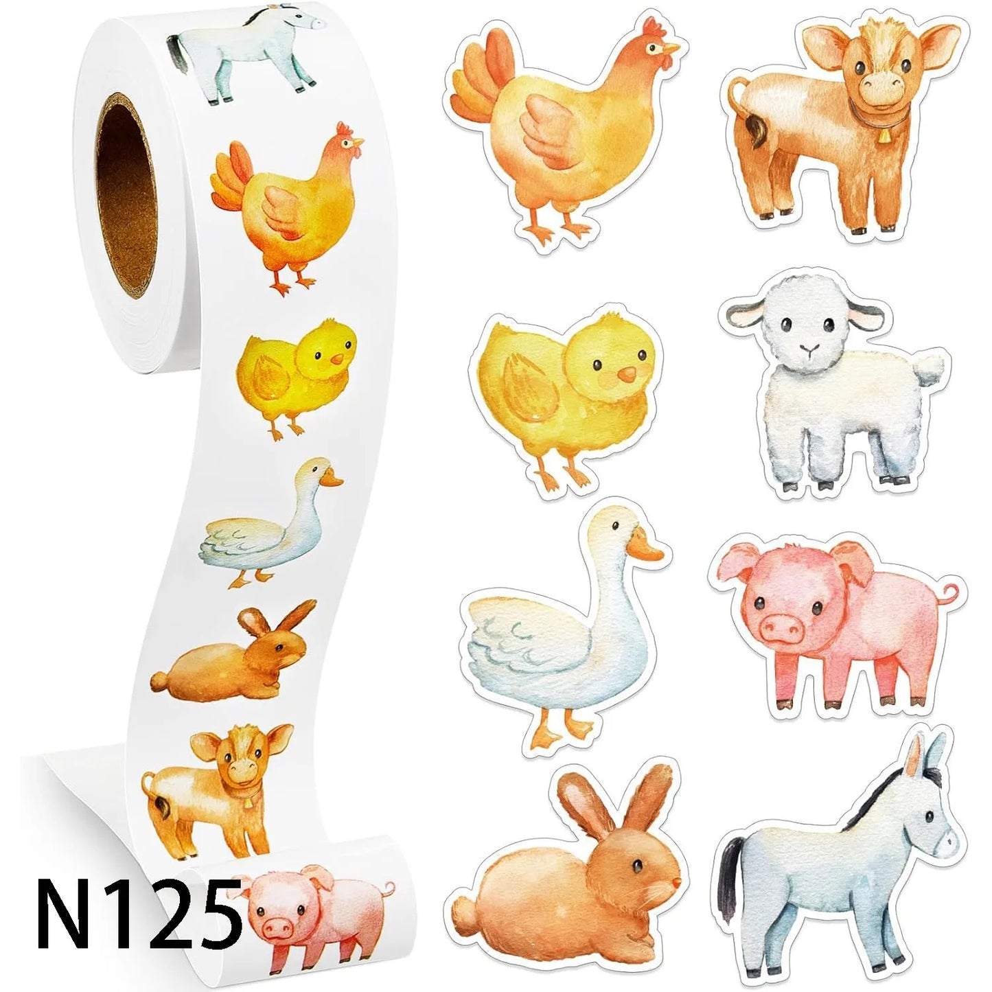 50-500pcs Cartoon Cute Farm Zoo Animals Sticker Children Decoration Reward Sticker Party Gift Packaging Sealing Decor Lable Kids