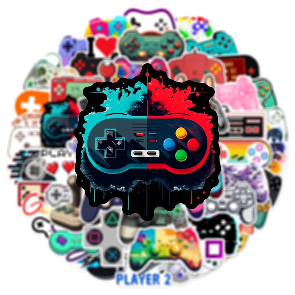 10/30/50PCS Cool Vintage Joystick Gamepad Stickers DIY Skateboard Laptop Notebook Phone Car Bike PVC Waterproof Sticker Kids Toy