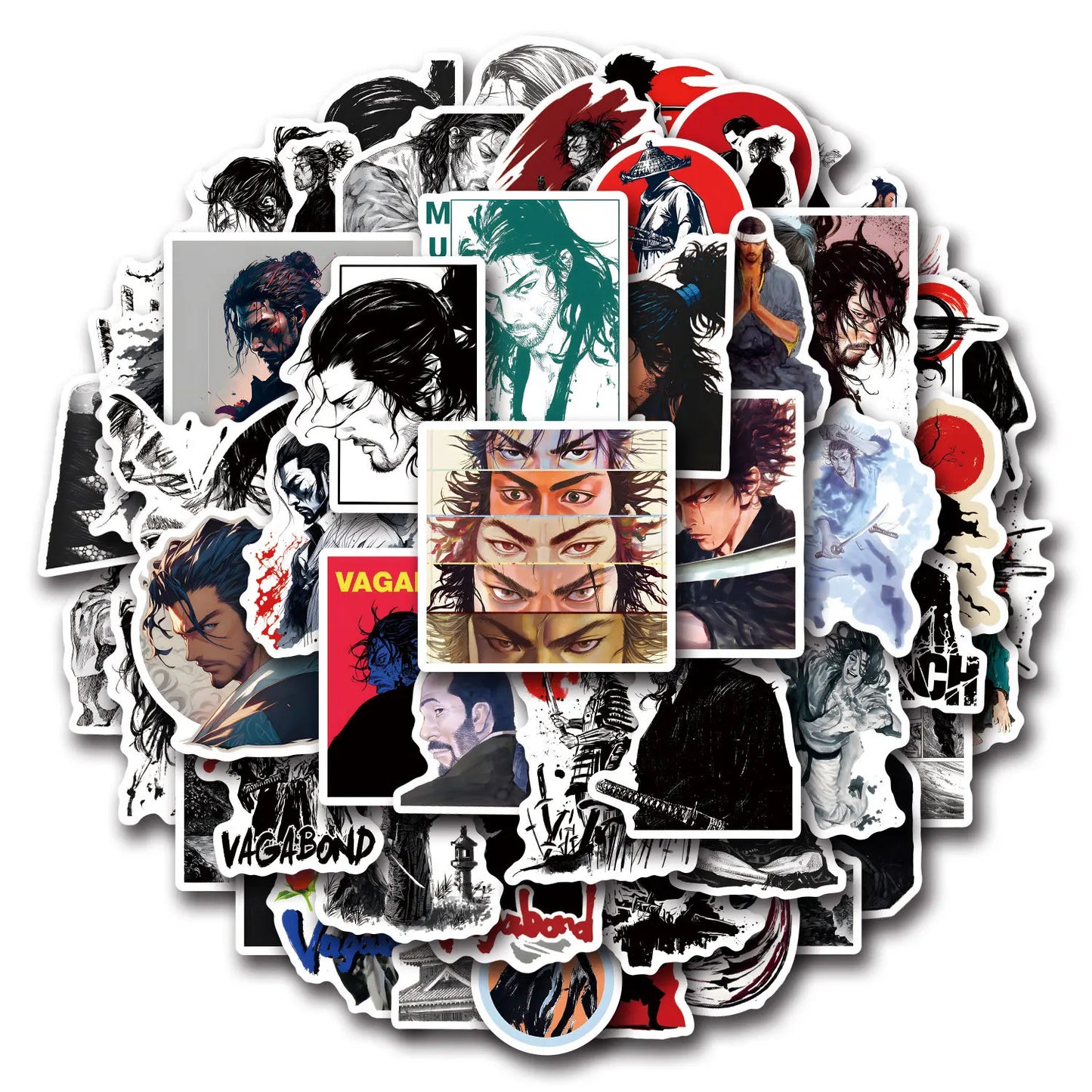 55pcs Vagabond Anime Stickers for Suitcase, Phone, Car, Laptop, Scooter, Fridge