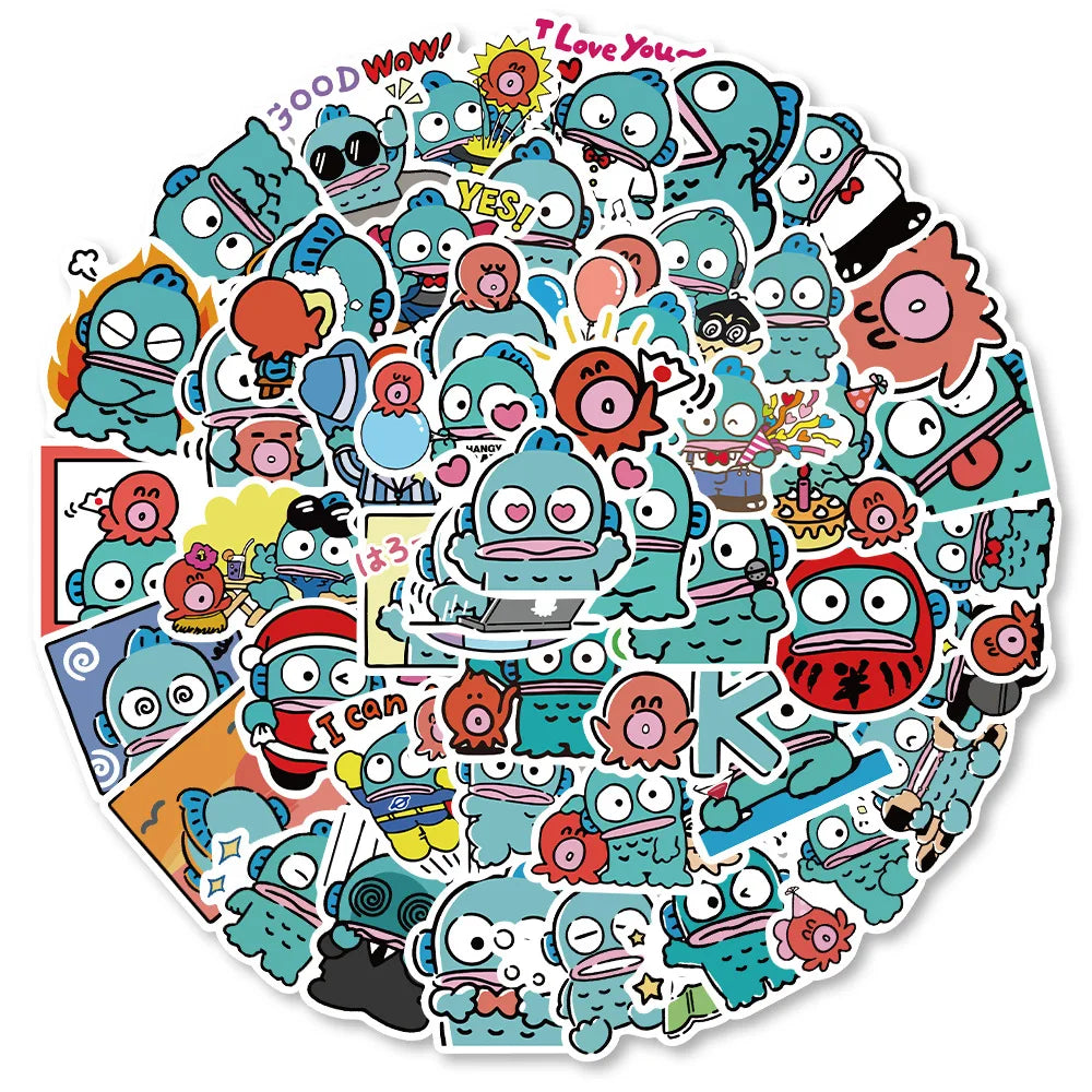 50PCS Hangyodon Sanrio Stickers Vinyl Waterproof Decals