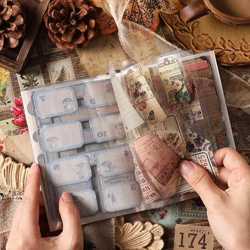 Vintage Scrapbooking Stickers PET Material DIY Journal Collage Supplies