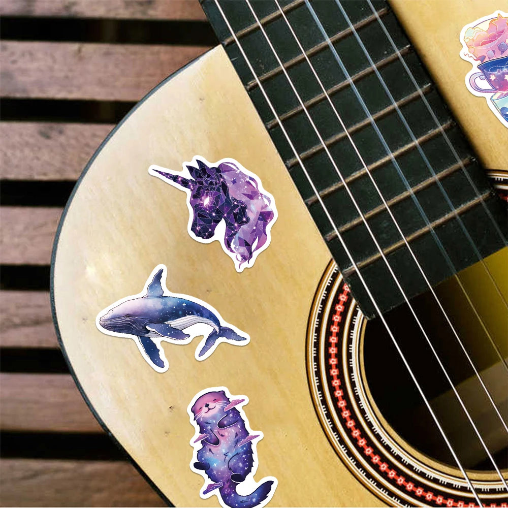 10/25/50PCS Purple Dream Galaxy Style Graffiti Sticker Art Decoration Water Cup Phone Case Luggage Guitar Clipbook Gift Toys