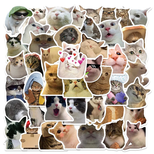 50PCS/Pack Cartoon Funny Cat Stickers DIY Account Stickers Personalized Graffiti Luggage Phone Cases Guitar Skateboards