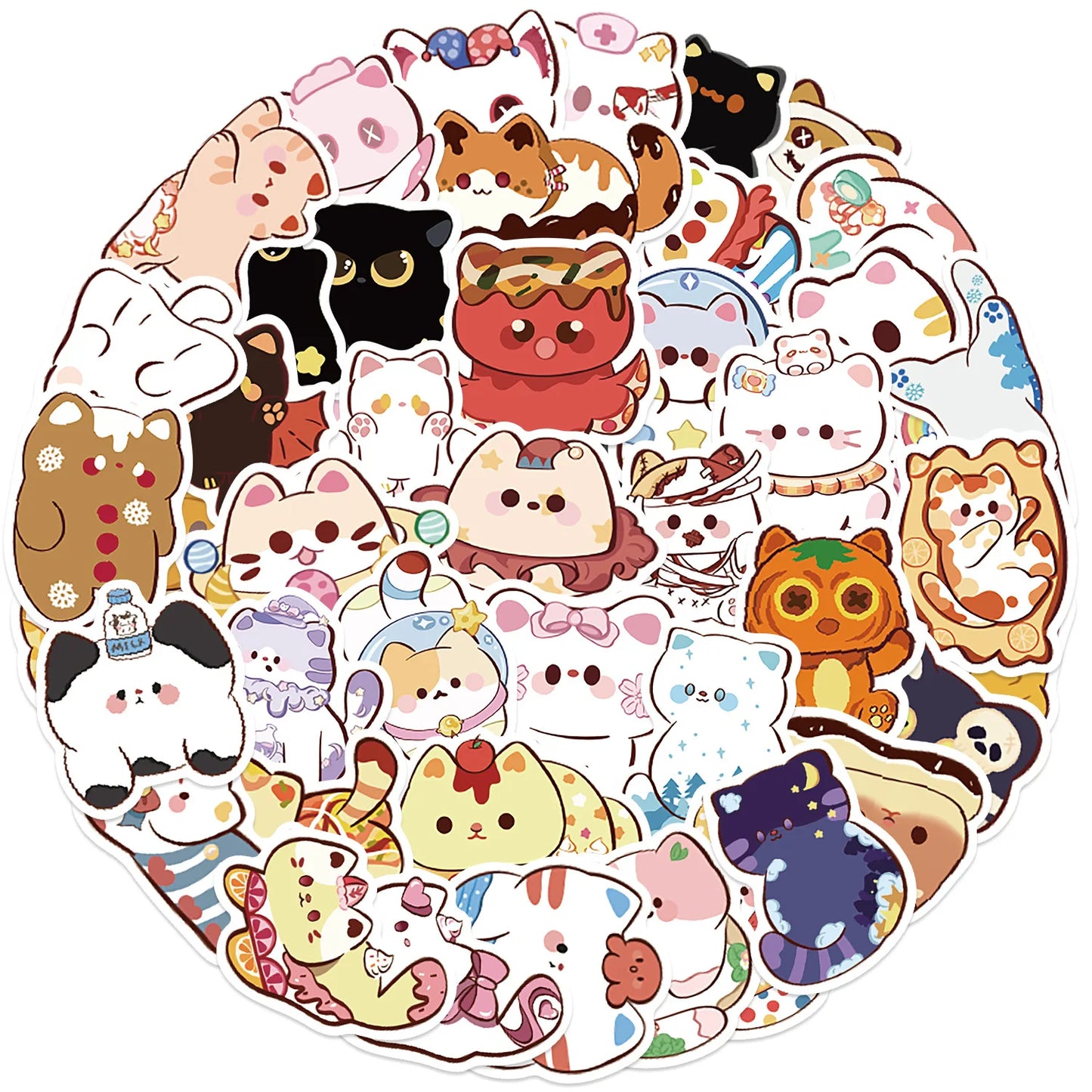 Cartoon Cat Stickers 10/30/50PCS Cute Animal Decals for Laptop, Phone, Skateboard, Luggage, Guitar, Fridge, Scrapbook