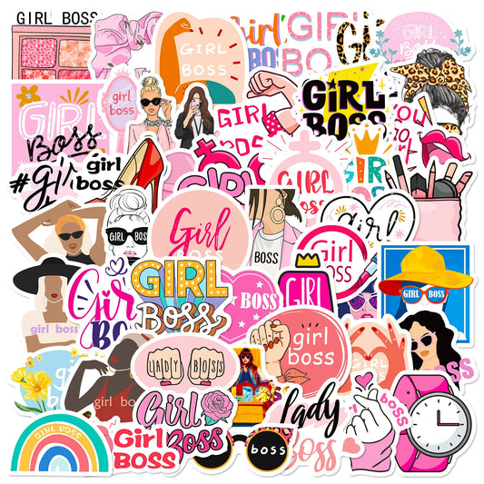 Girl Boss Cartoon Stickers - 10/30/50PCS for Luggage, Laptop, Phone, Guitar, Car, Bike, Skateboard