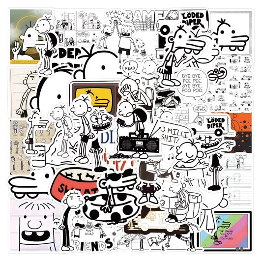 50pcs Diary of A Wimpy Kid Stickers for Luggage, Phone, Laptop, Car, Scooter, Refrigerator