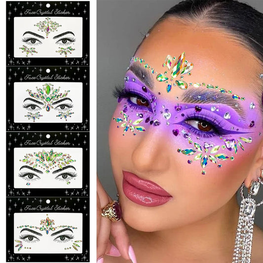 Rhinestone Face Jewel Stickers: Noctilucent Crystal Tattoos