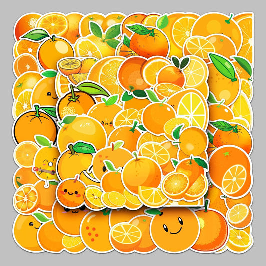 50pcs Cute Orange Graffiti Stickers for Helmet, Wall, DIY Decoration