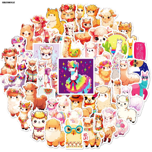 Cartoon Alpaca Stickers for DIY Motorcycle Laptop Skateboard Phone