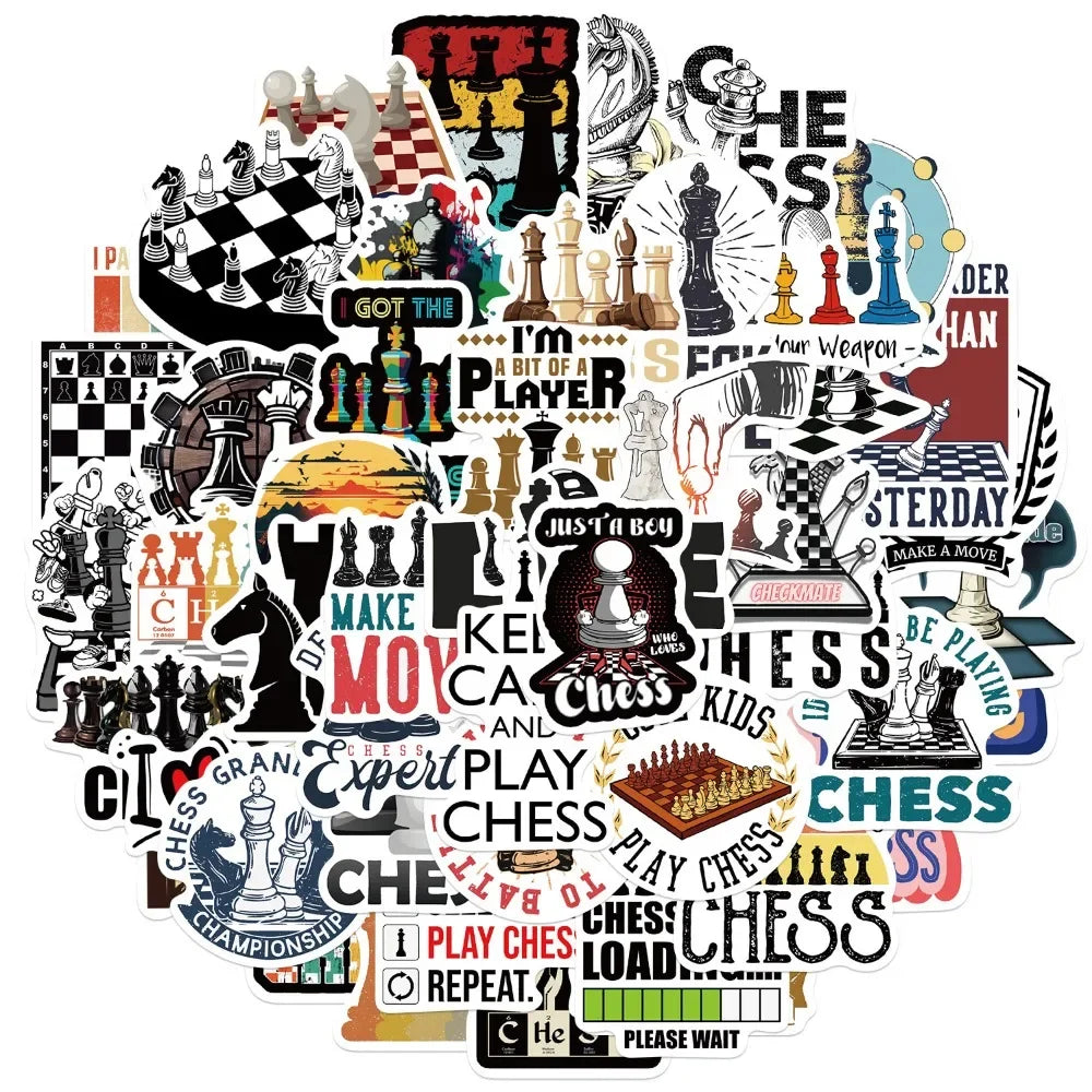 10/50pcs Chess Game Stickers Aesthetic Graffiti Decals For Laptop Luggage Skateboard Motorcycle Diary Waterproof Sticker