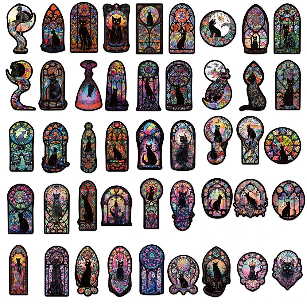 10/30/50pcs Dark Art Gothic Black Cat Waterproof Stickers Cartoon Aesthetic Decals Laptop Motorcycle Luggage Car Sticker Kid Toy