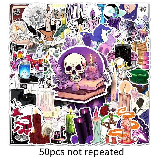 Scary Witch Candle Stickers for Phone Laptop Luggage Skateboard Decals