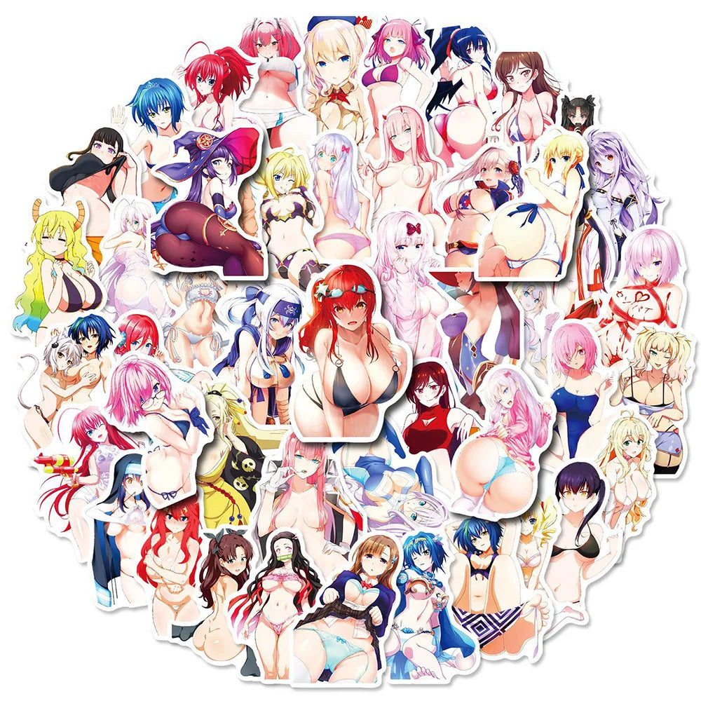 Anime Hentai Stickers Kawaii Bunny Girl Waifu Decals for Phone, Skateboard, Laptop, Bike, Guitar