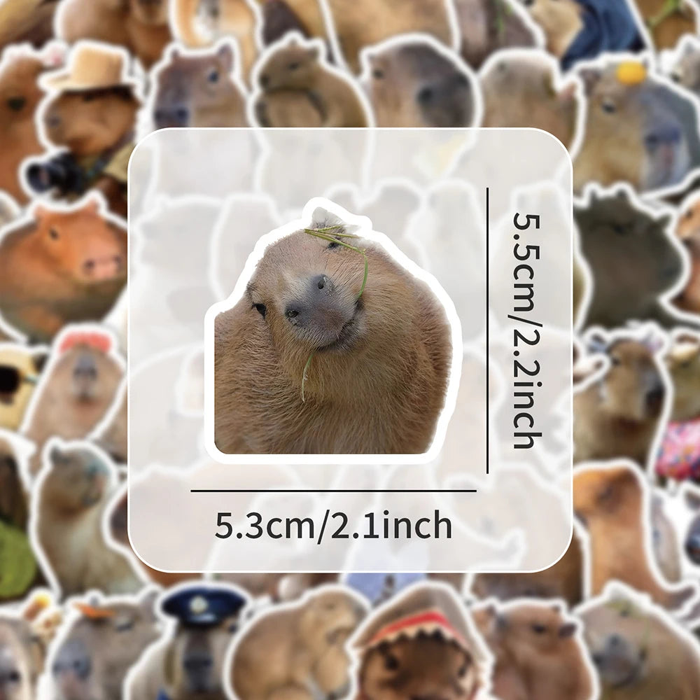 10/30/60PCS Cute Capybara Stickers Cartoon Toys Kids DIY Fridge Notebook Bike Laptop Notebook Car PVC Waterproof Graffiti Decals