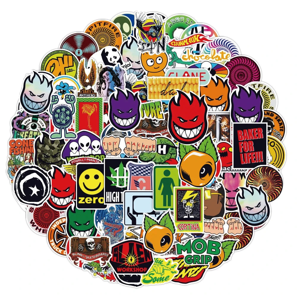 10/30/50/100PCS Skateboard Tide Brand Stickers Graffiti Car Bike Phone Laptop Skateboard Guitar Cool Waterproof Sticker Kids Toy