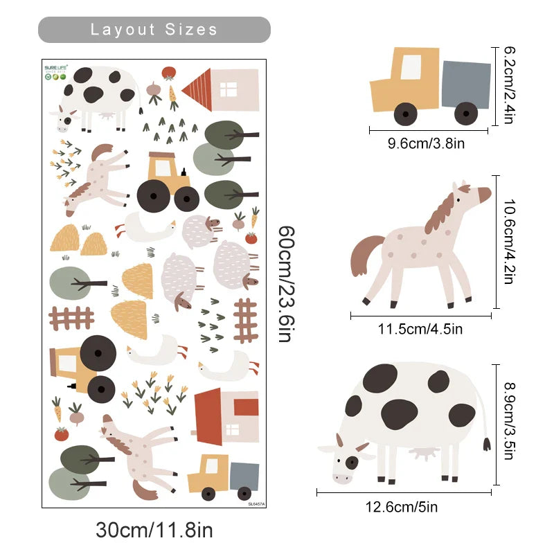 Boho Cute Cow Watercolor Wall Decals for Kids Nursery Bedroom