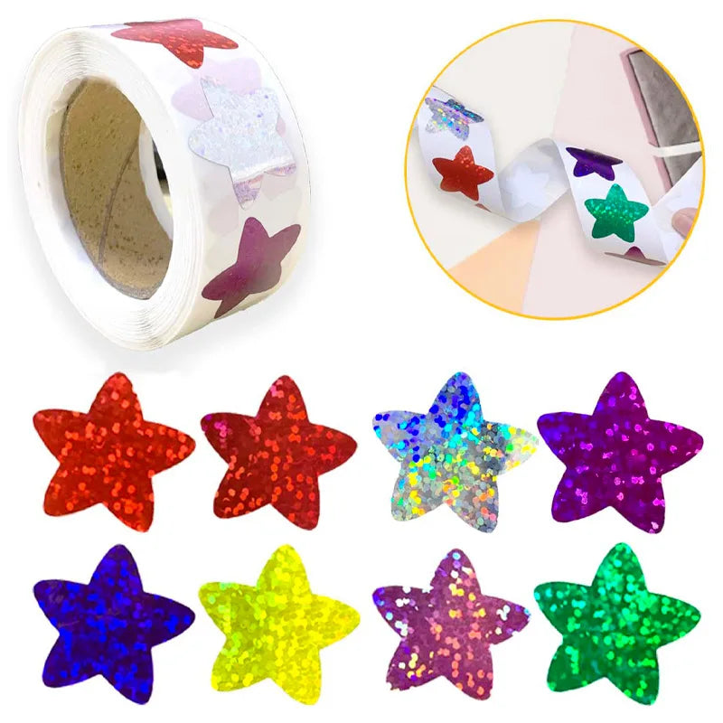 100-500PCS New Star Stickers Roll Small Packaging Pack Stickers Photocard Decor Heart Home Made Rolling Sticker TZ304