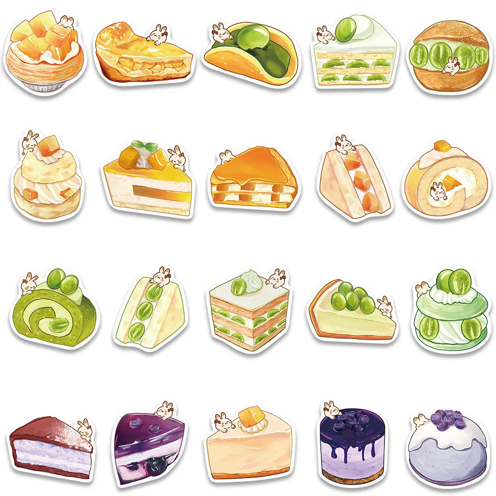 10/40Pcs Cute Kawaii Cartoon Food Cake Dessert Aesthetic Stickers Decals Laptop Phone Scrapbook Stationery Sticker Kid Toy