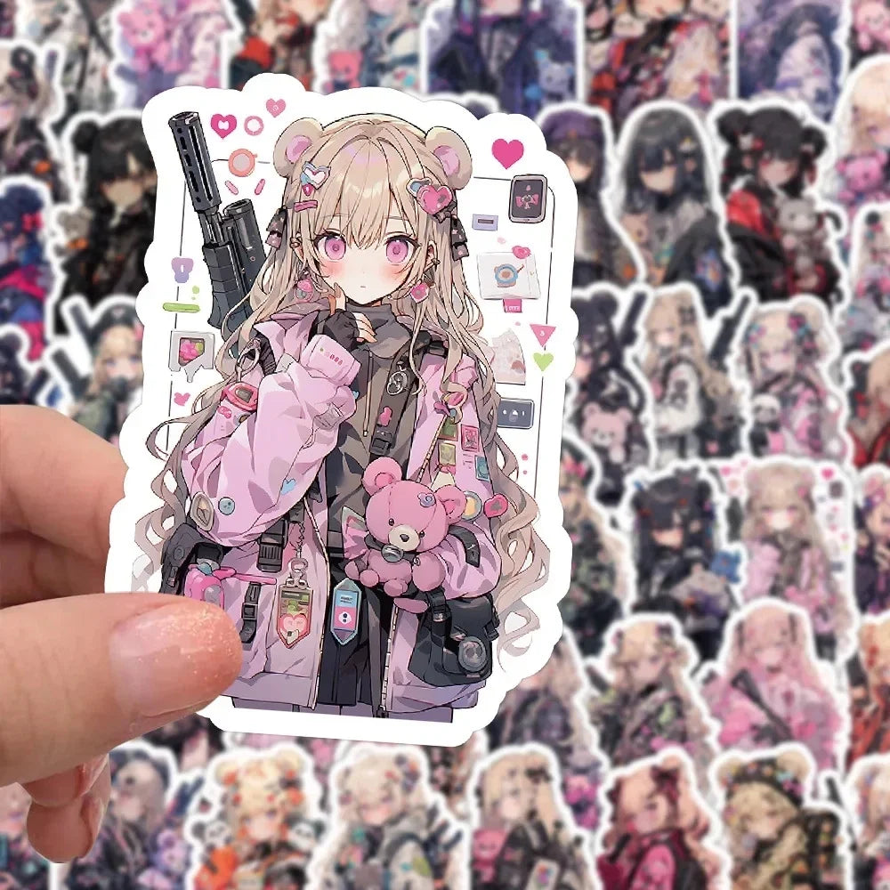 60PCS Anime Girl Bear Killer Stickers for Phone Laptop Luggage Skateboard Decals