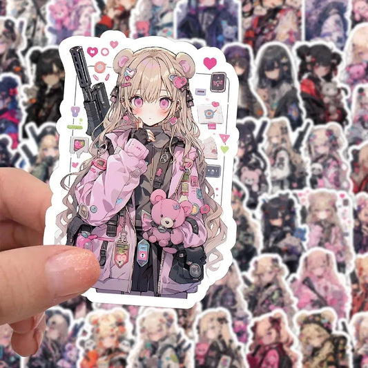 60PCS Anime Girl Bear Killer Stickers for Phone Laptop Luggage Skateboard Decals