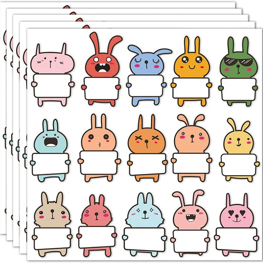 75pcs Cute Rabbit Name Stickers for Classroom, Water Bottle, Lunch Box, Laptop, School Supplies
