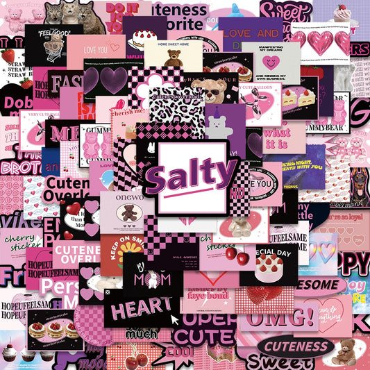 Y2K Pink Gothic Anime Aesthetic Stickers 55/108PCS