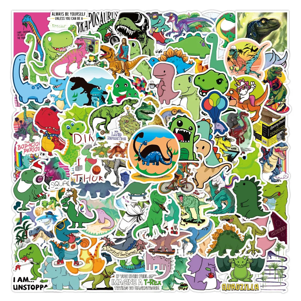 75pcs Dinosaur Cartoon Graffiti Stickers for Notebook, Scooter, Water Cup, Luggage, Laptop, Phone, Kids Toys