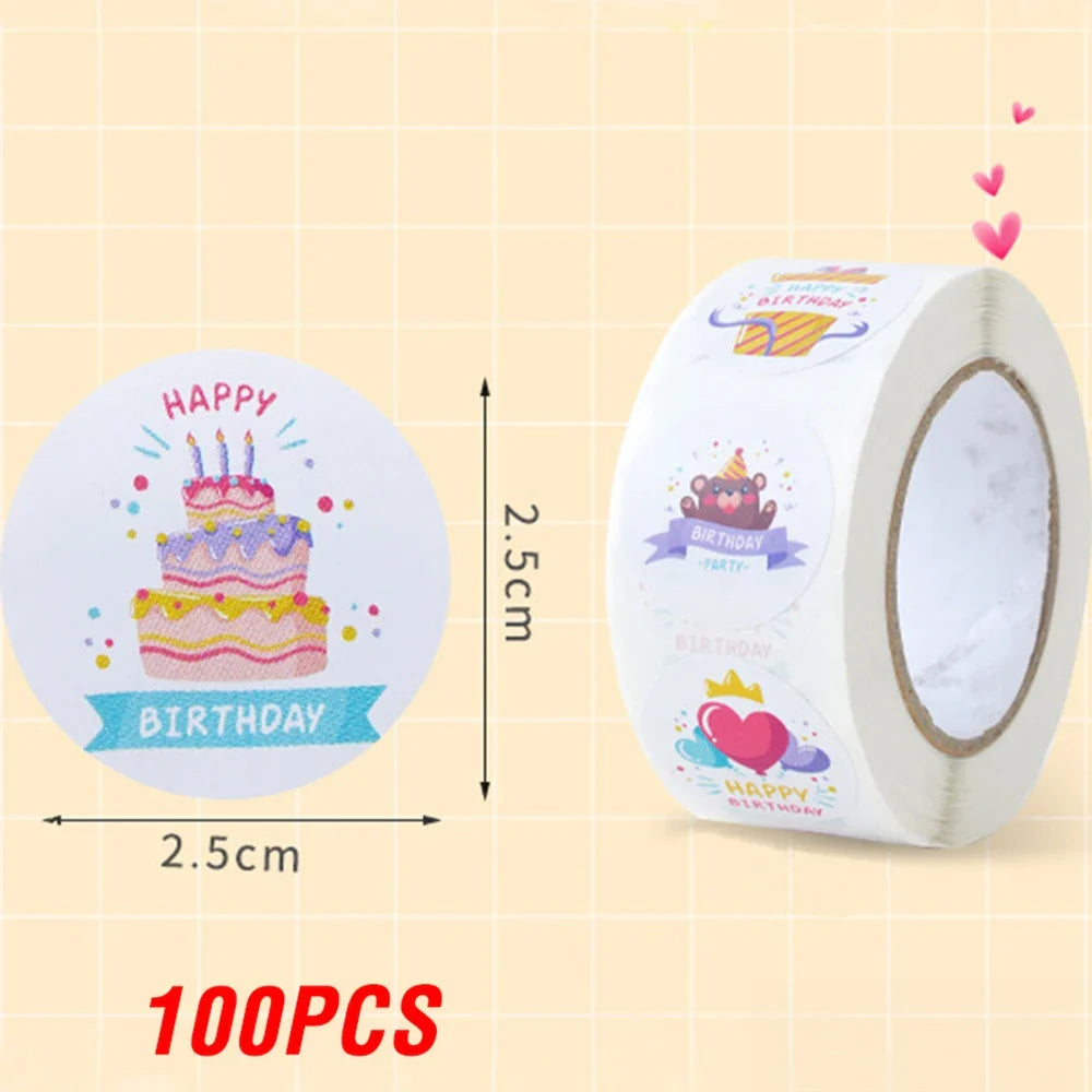 Birthday Cake Party Stickers - 100-500pcs Decorative Set