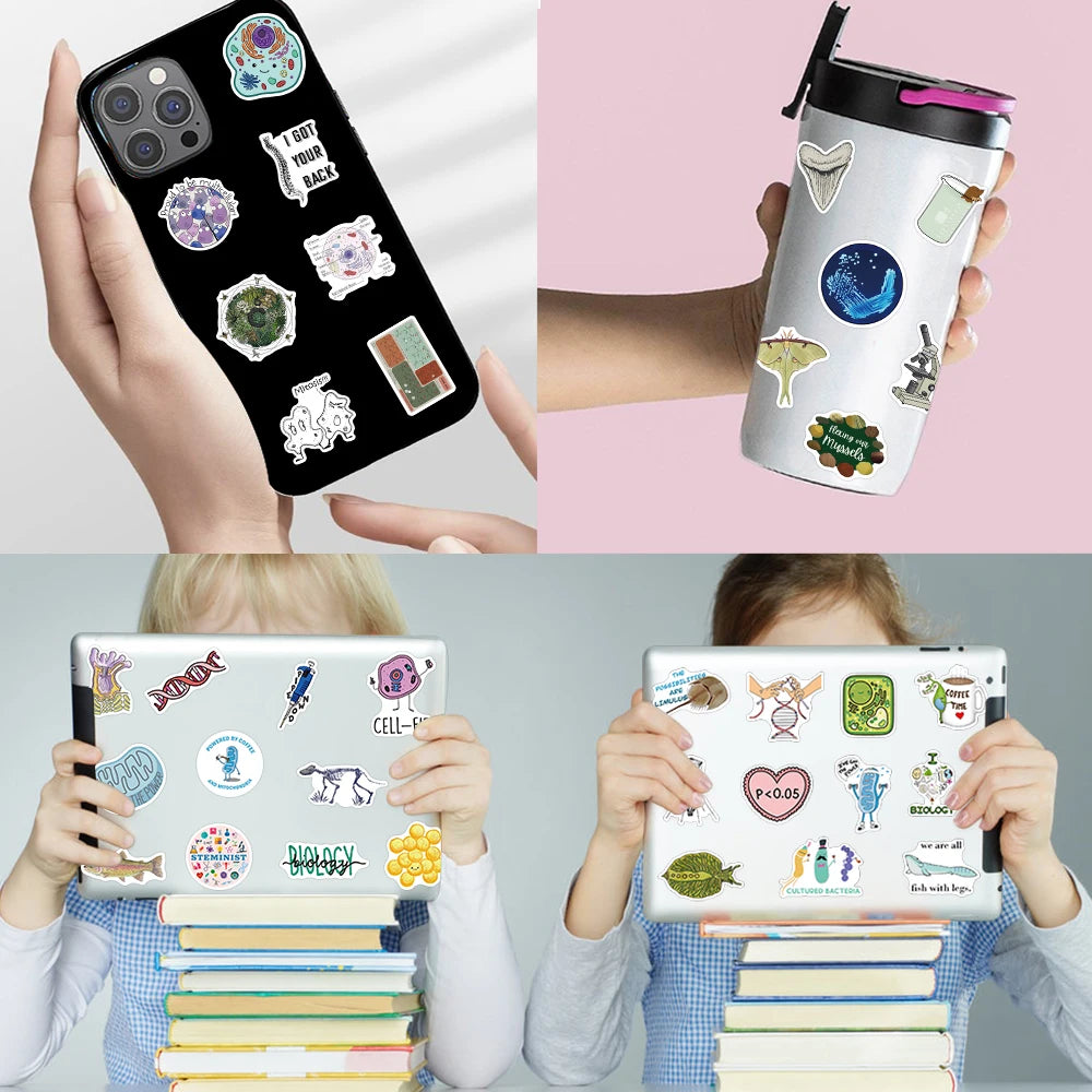 50/100pcs Biology Stickers Funny Aesthetic Decals Vinyl Waterproof Laptop Luggage Fridge Stationery Scrapbook Phone Sticker