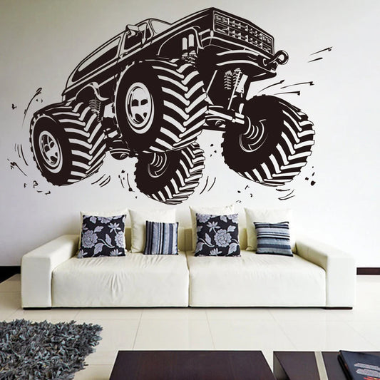 Monster Truck Wall Sticker - Off-Road Vehicle Vinyl Decal for Boys Room Decor